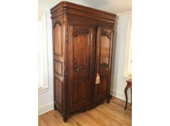 Very Large French Antique Style Armoire - All Carved Fruitwood - Two Doors - Very Well Made - Paid $8,500