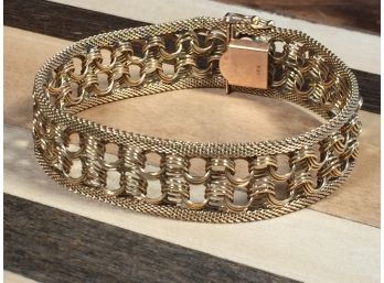 Fabulous Vintage 14K Gold Bracelet - About  7-1/2' - 18.1 DWT Or 28.1 Grams - Nice Heavy Weight And Feel