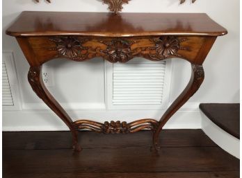 Stunning Antique Console Table - Solid Walnut - Exquisite Hand Carved Rondels - Gorgeous Mellow Finish