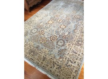 Beautiful Hand Knotted Wool Rug - Great Soft Muted Colors - Light Blue - Gray - Taupe - Brown - VERY NICE RUG