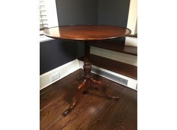 Wonderful Antique Solid Mahogany Queen Anne Style Tea Table With Tilt Top - Top Is ONE BOARD - Flame Mahogany