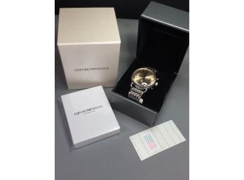 Fabulous Brand New $775 GIORGIO ARMANI / EMPORIO Mens Chronograph  Watch Very Nice Champagne Dial - Stainless