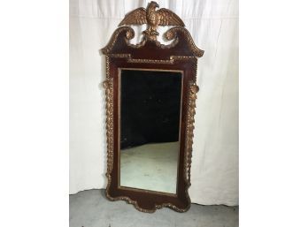 Fabulous Large Antique Federal Style Mirror With Majestic Eagle - All Gold Gilt Decoration - Old Label On Back