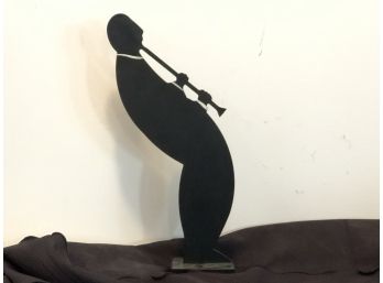Signed Metal Sculpture Of Man Playing Trumpet