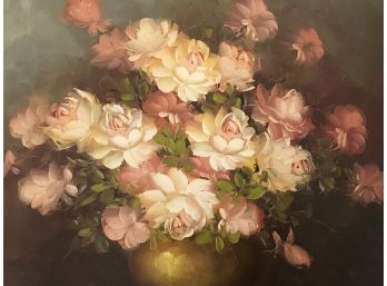 Vintage Oil On Canvas Floral Painting Signed By Artist, Jenkins
