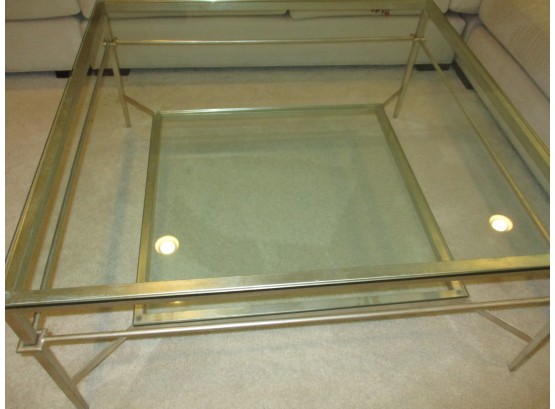 Coffee Table Metal With Thick Glass Top