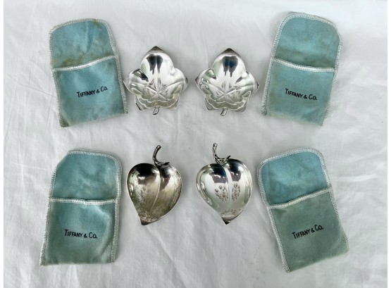 Two Different Pairs Of Tiffany And Company Sterling Silver Butter Pats/nut Dishes- 4.71 Ozt