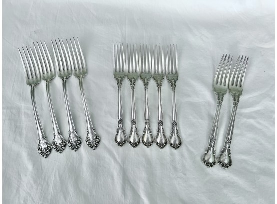 Group Lot Of 11 Sterling Silver Flatware Forks  By Two Different Makers. Weight 19.45 Ozt
