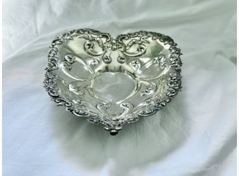 Black Starr & Frost Sterling Silver Footed Heart Shape Nut Dish- 6.3 Ozt