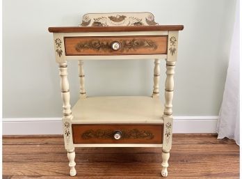 Gorgeous Cherry & Cream Finish Hitchcock Single Drawer Night Stand (Contents Not Included)