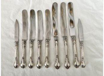 Group Lot Of Assorted Knives With Sterling Handles- 16.320 Ozt Gross Weight.