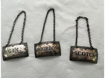 Group Of 3 Sterling Silver Decanter Labels