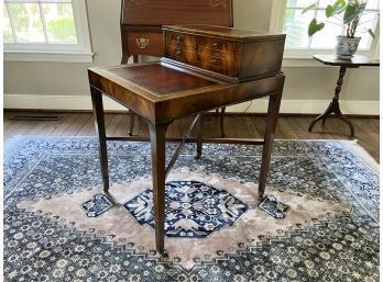 Antique Leather Cherrywood Side Table With Drawer (Table B) Contents Not Included