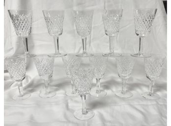 Group Of 12 Waterford Crystal White Wine Stems - Alana Pattern