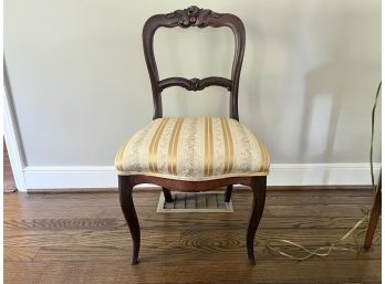 Beautifully Carved Gold And Beige Upholstered Side Chair