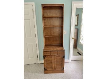 Vintage Ethan Allen 2 Piece  Maple Bookcase With Louvered Door Base Cabinet (no Contents Included)