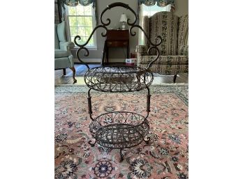 Two Tier Scrolled Wrought Iron Display Basket