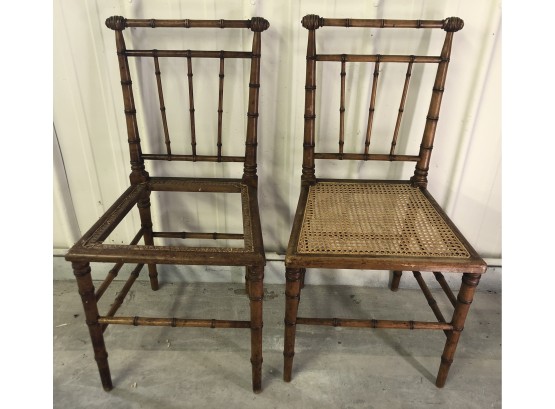 Pair Of Faux Bamboo English Side Chairs