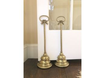 Antique Victorian Tall Brass Door Stops From London - Pair 17.5'H - Gorgeous