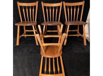 Four Spindle Back Hardwood Chairs