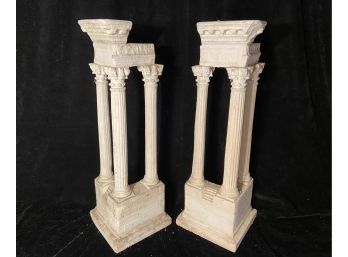 Two Fine Architectural Concrete Corinthian Pillar Sculptural Pieces