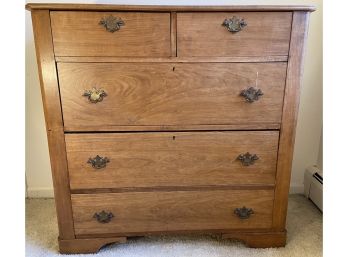 Antique Hardwood Chest Of Five Drawers