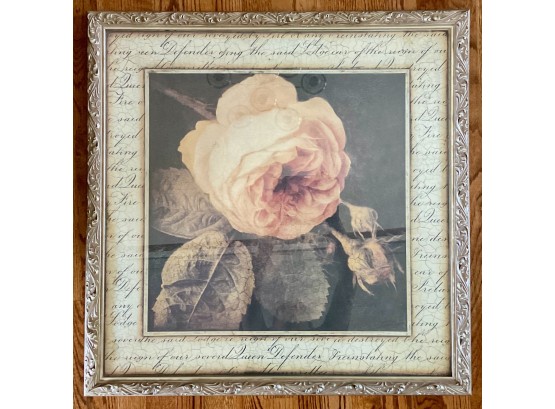 Pretty Rose Print In Ornate Frame