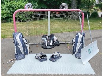 Hockey Sports Net And Protective Gear Bundle