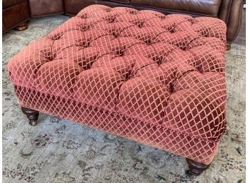 Thomasville Rust And Gold Harlequin Pattern Tufted Ottoman