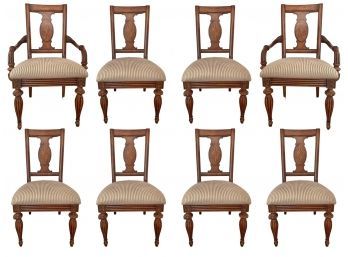Domain Manchester Neoclassical French Style Mixed Hardwood Dining Chairs With Sunburst Medallion Inlay