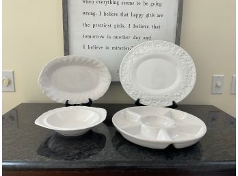 Pretty Mid-century Imported White Ceramic Serveware