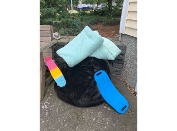 Mini Skateboard, Balance Board And Pottery Barn Mint Green Sleeping Bag & Plush Bean Bag Chair