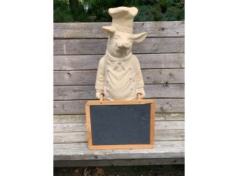Ceramic Chef Pig And Chalkboard