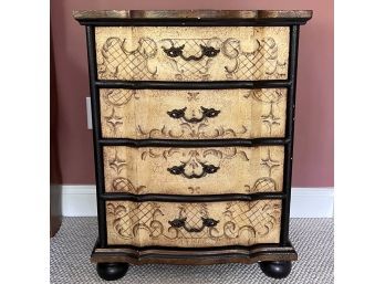 French Provincial Inspired Ebonized Bedside Table With Drawers
