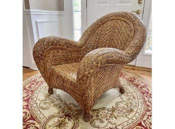 Gorgeous Pottery Barn Victorian Style Natural Rattan Wicker Chair