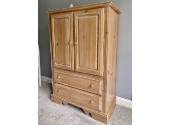 Country Farmhouse Knotty Hardwood Armoire With Pickled / Whitewash Finish