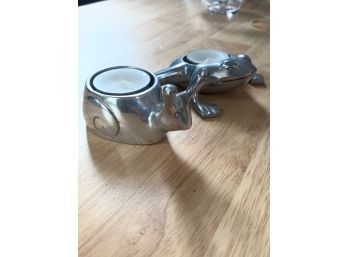 Weighted Pewter Frog And Snail Theme Votives