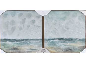 Pair Of Decorative Seascape Artwork On Stretched Canvas