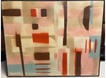 MCM Abstract Hard Edge   Oil  Painting Signed C.Quirt?
