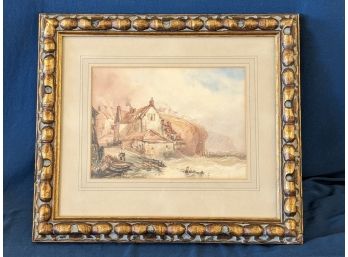 Antique Watercolor Painting Of Docks Possibly Henry Barlow Carter
