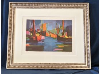 Marcel Mouly 'Marine Le Soir' 1989 Pencil Signed Lithograph On Arches Paper Out Of Edition Of 300