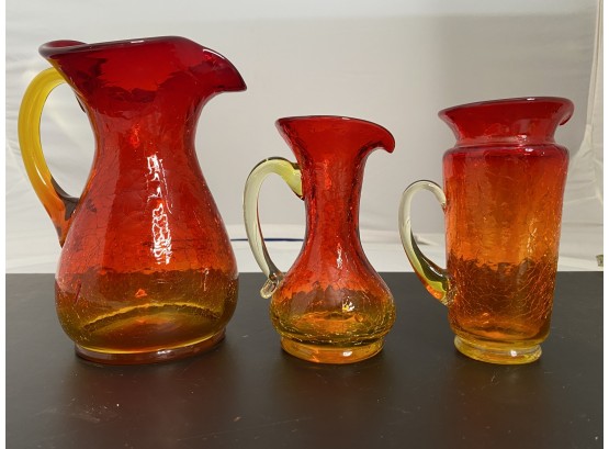 Red Pitcher With 2 Small Baby Pitchers