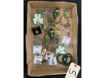 Tray Of Various Irish Theme Jewelry