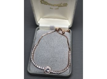 Very Pretty Sterling Silver / 925 With 14K Rose Gold Overlay With Sparkling Zircons - Very Expensive Look !
