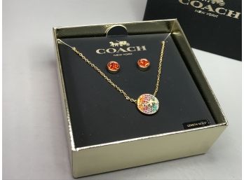 Fabulous Brand $116 New In Box COACH Necklace & Earring Set - Gay Pride Collection - Never Worn In Box
