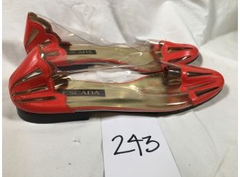 Fantastic Leather & Clear Vinyl ESCADA Shoes - Size 7-1/2' B - Made In Italy - Very Nice Quality Shoes !