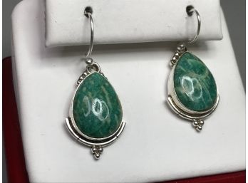 Very Pretty Sterling Silver / 925 Amazonite Earrings - Very Pretty Color - Natural Stones - Great Pair