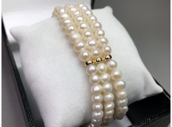 Beautiful Genuine Cultured Baroque Pearl Bracelet With 14K Beads - Nice Bright Color Pearls - Nice Quality