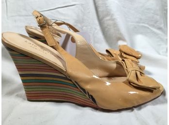 Very Cool KATE SPADE Espadrilles - Multi Color Heels - Patent Leather Upper - Size 9 B - Made In Italy !