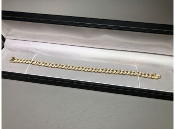 Beautiful Sterling Silver / 925 With 14K Overlay Bracelet - 7' Long - With White Zirconia - Expensive Look !